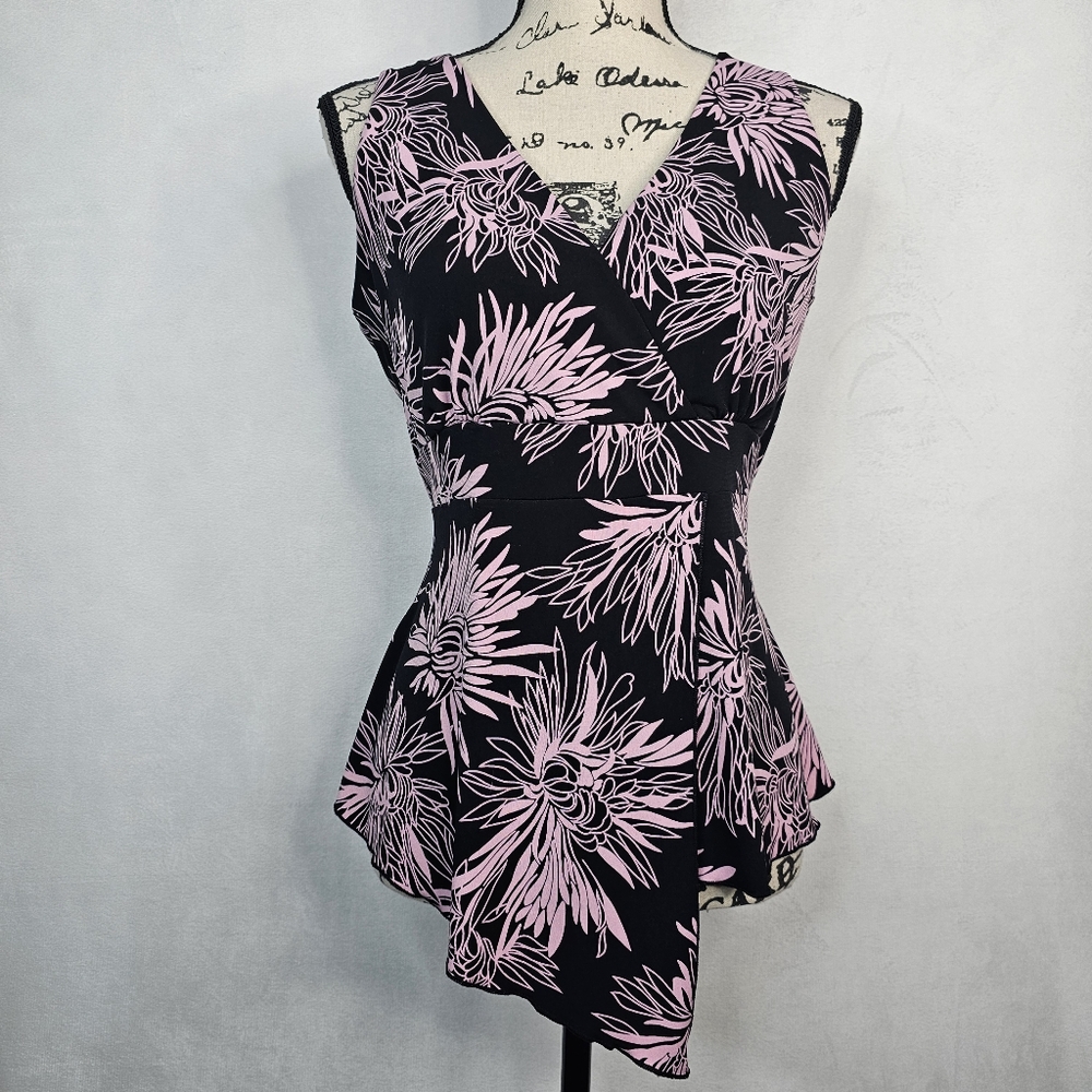 Jtb vtg 90s y2k pink black floral tank top sz S